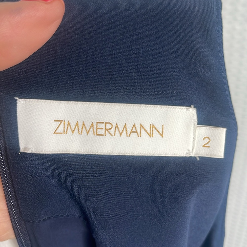 Zimmermann Flounce Picnic Dress 100% Silk Sleeveless Cocktail Events Navy Sz 2 - Picture 10 of 12